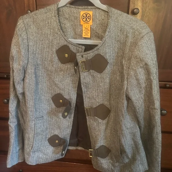 Tory Burch Tweed Lined Blazer Jacket Size 10 - Picture 1 of 9